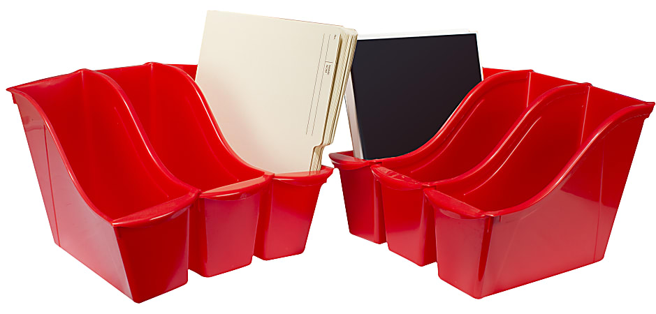 Storex Book Bin Set Medium Size Red Carton Of 6 - Office Depot