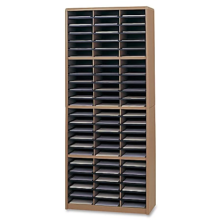 Safco® Value Sorter® Steel Corrugated Literature Organizer, 72 Compartments, Medium Oak