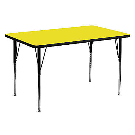 Flash Furniture 60"W Rectangular HP Laminate Activity Tables With Standard Height-Adjustable Legs, Yellow