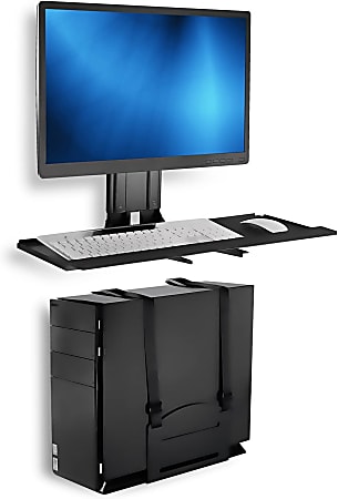 Mount-It! Monitor And Keyboard Steel Wall Mount With CPU Holder For 32” Monitors, 19-3/4”H x 25-13/16”W x 12-7/16”D, Black