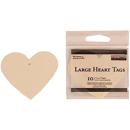 JAM Paper® Gift Tags, 3" x 2 1/2", Ivory Heart, Pack Of 10