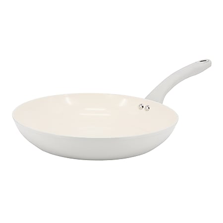 Martha Stewart Everyday Rexford Aluminum Ceramic Nonstick Frying Pan, 9-1/2”, Linen