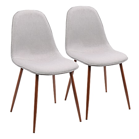 LumiSource Pebble Dining Chairs, Fabric, Gray/Walnut, Set Of 2 Chairs