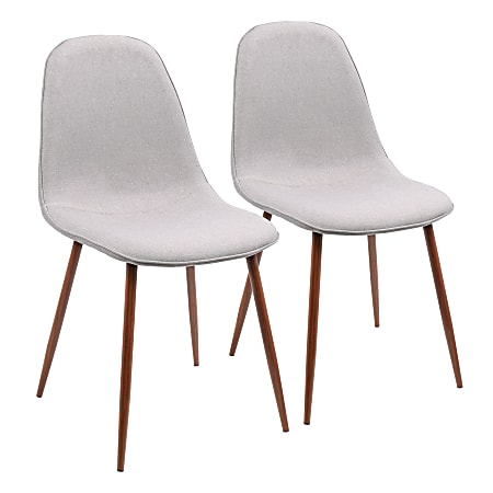 LumiSource Pebble Dining Chairs, Gray/Walnut, Set Of 2 Chairs