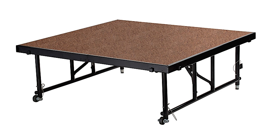 National Public Seating Hardboard Transfix Stage Platform, 16"-24",  4' x 4', Brown