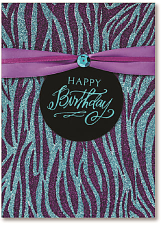Viabella Birthday Greeting Card With Envelope, Happy Birthday Stripes, 5" x 7"