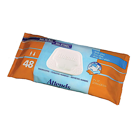 Attends® Washcloths™, 8" x 12 1/2", Pop-Up Pack Of 48