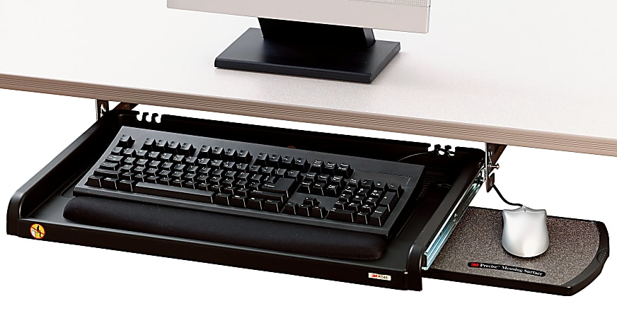 3M™ Underdesk Adjustable Keyboard Drawer With Wrist Rest, Black