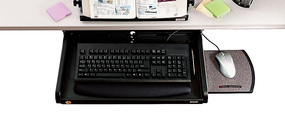 3M Underdesk Adjustable Keyboard Drawer With Wrist Rest Black