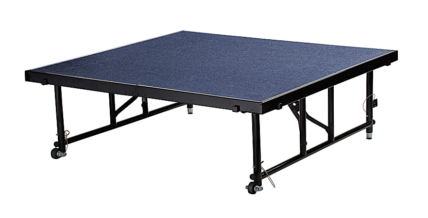 National Public Seating Carpeted Transfix Stage Platform, 16"-24", 4' x 4', Blue