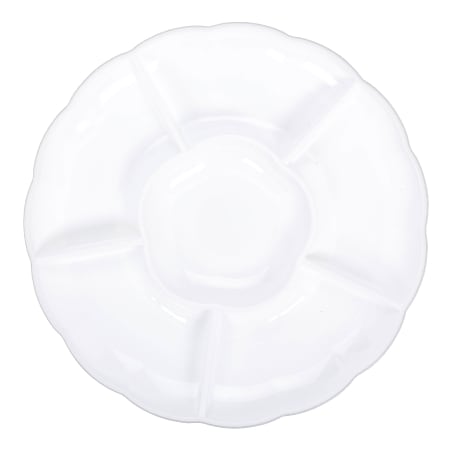 Amscan Scalloped Sectional Chip 'N Dip Trays, 15", White, Pack Of 3 Trays