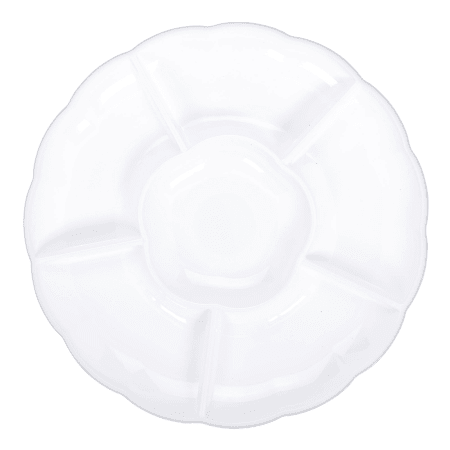 Amscan Scalloped Sectional Chip 'N Dip Trays, 15", White, Pack Of 3 Trays