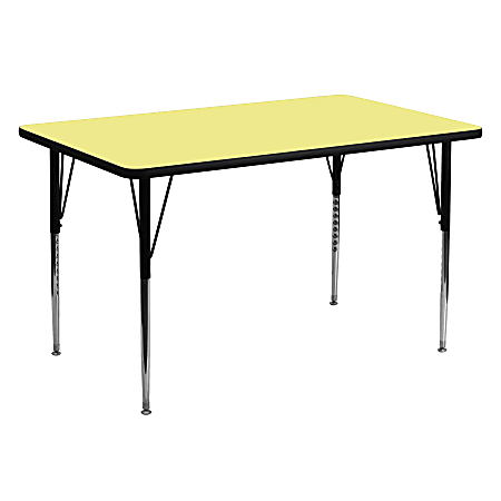 Flash Furniture Rectangular Thermal Laminate Activity Table With Standard Height-Adjustable Legs, 30-1/8"H x 30"W x 60"D, Yellow