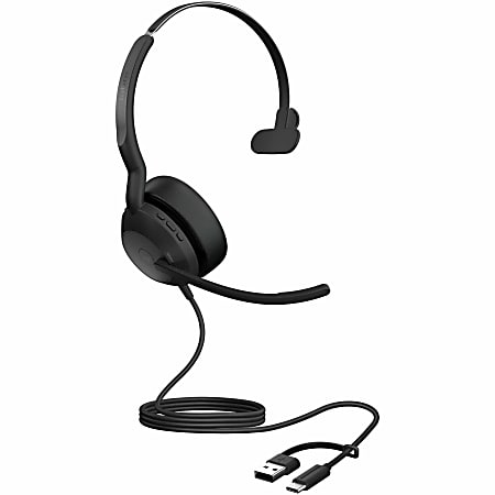 Jabra Evolve2 50 Wired/Wireless Headset, On-Ear, Monaural, Supra-Aural, 5.58' Cable, MEMS Technology, 14652605