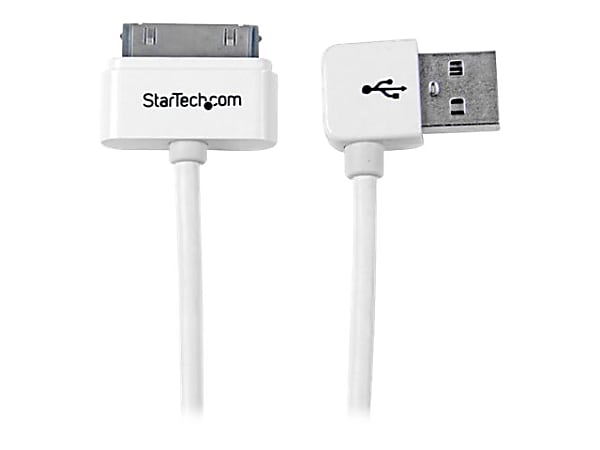 StarTech.com 1m (3 ft) Apple 30-pin Dock Connector to Left Angle USB Cable for iPhone / iPod / iPad with Stepped Connector - 3.28 ft Apple Dock Connector/USB Data Transfer Cable for PC, Charger, iPhone, iPad, iPod, Cellular Phone