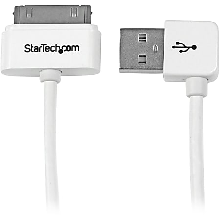 StarTech.com 1m (3 ft) Apple 30-pin Dock Connector to Right Angle USB Cable for iPhone / iPod / iPad with Stepped Connector - 3.28 ft Apple Dock Connector/USB Data Transfer Cable for PC, Charger, iPhone, iPad, iPod, Cellular Phone