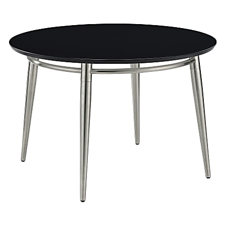 Office Star Brooklyn Round End Table, 20-1/4”H x 30”W x 30”D, White/Brushed Nickel