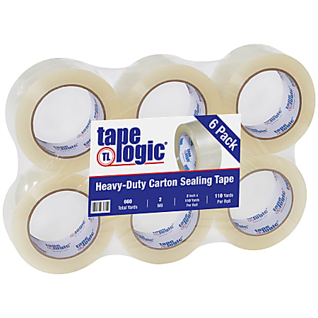 Tape Logic® #400 Industrial Acrylic Tape, 3" Core, 2" x 110 Yd., Clear, Case Of 6