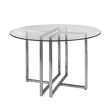 Eurostyle Legend Dining Table Bases, 29”H x 24”W x 13-1/2”D, Brushed Silver, Set Of 2 Bases