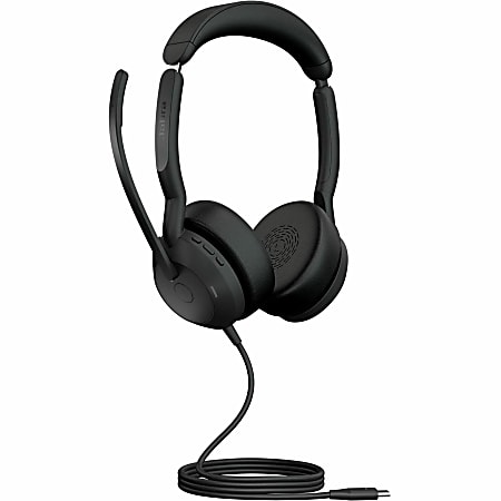 Jabra Evolve2 50 Wired/Wireless Headset, On-Ear, Binaural, Supra-Aural, 5.58' Cable, MEMS Technology, 14652610