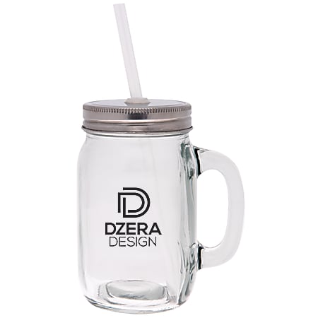 Mason Jar With Straw And Lid, 15 Oz