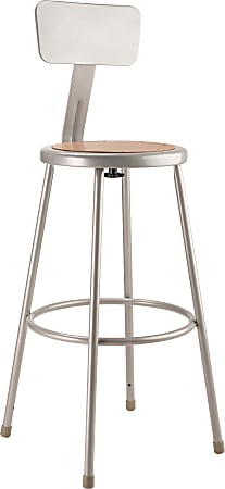 National Public Seating Hardboard Stool With Back, 30"H, Gray