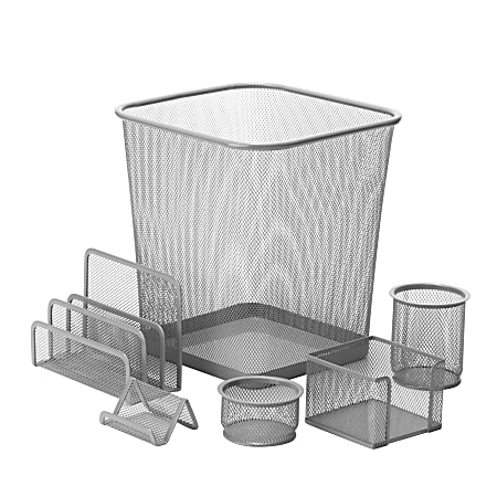 Honey-Can-Do 6-Piece Mesh Desk Organizer Set, Silver
