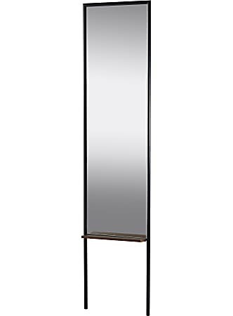 Adesso® Monty Rectangular Leaning Mirror, 65-1/8”H x 15”W x 3-1/2”D, Black/Walnut