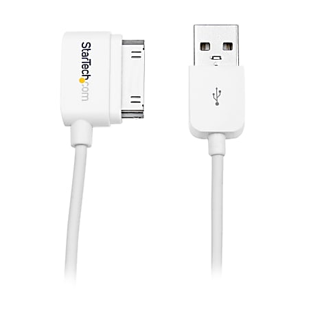 StarTech.com 1m (3 ft) Right Angle Apple® 30-pin Dock Connector to USB Cable for iPhone / iPod / iPad with Stepped Connector