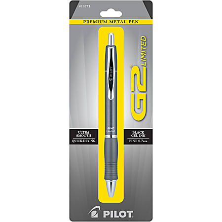 Pilot G2 Limited Premium Metal Gel Pen, Fine Point, 0.7 mm, Assorted Barrel Color, Black Ink