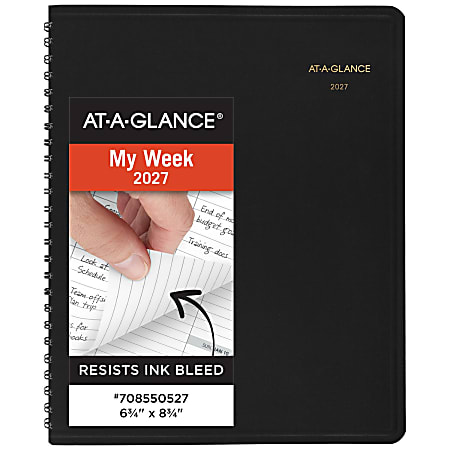 AT-A-GLANCE® 2027 Open Scheduling Weekly Planner, Black, Medium, 6 3/4" x 8 3/4"