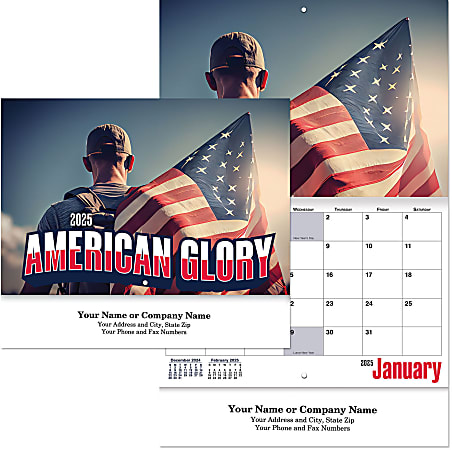 American Glory 13-Month Stapled Wall Calendar, 10" x 10 3/8", December to December