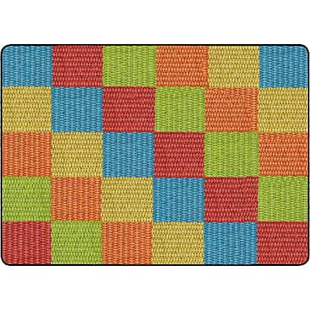 Flagship Carpets Basketweave Blocks Classroom Rug, 6' x 8 3/8', Multicolor