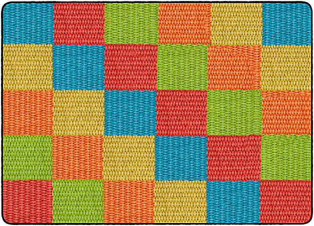 Flagship Carpets Basketweave Blocks Classroom Rug, 6' x 8 3/8', Multicolor