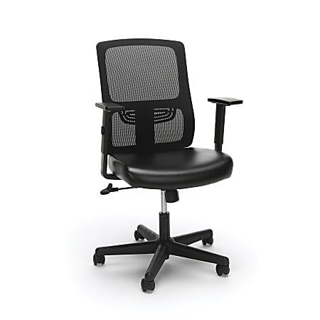 Essentials By OFM Ergonomic Bonded Leather/Mesh High-Back Chair, Black