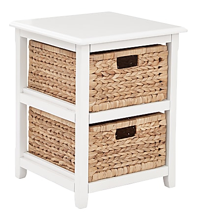 Office Star Seabrook Drawer Storage Unit, 2-Tier, 2 Drawers, 21-1/4” x 16-1/2”, White/Natural