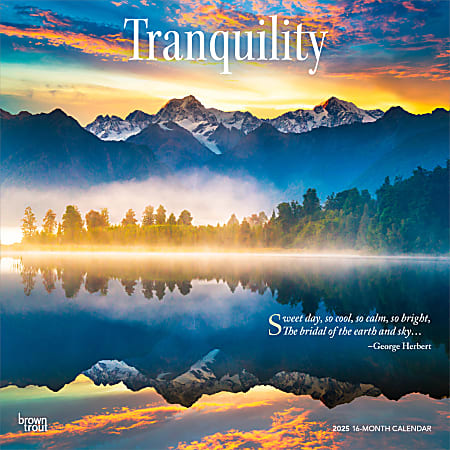 2025 BrownTrout Tranquility Monthly Plastic-Free Square Wall Calendar, 12" x 12", Inspiration, January to December 2025, 9781975477882