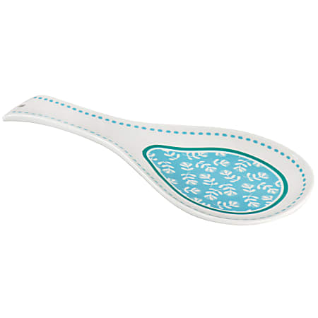Gibson Home Village Vines Fine Ceramic Spoon Rest, 9-3/4” x 4-1/4”, Blue