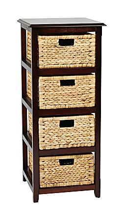 OSP Designs Seabrook Four-Tier Storage Unit with Baskets - 4-Drawer - 19"x 18.3" Depth x 41.3" - 4x Shelf(ves) - SBK4514AES