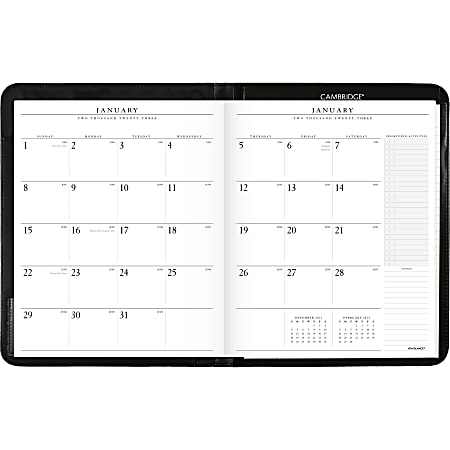 AT A GLANCE 2023 RY Monthly Planner Black Pocket 3 12 X 6 - Office Depot
