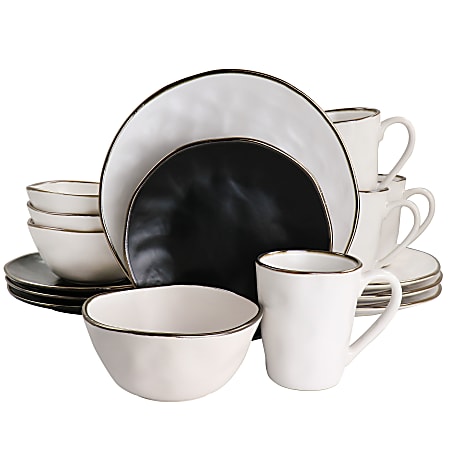 Elama Roman 16-Piece Stoneware Dinnerware Set, Assorted Colors