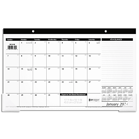 2024 AT-A-GLANCE® Desk Pad Calendar, 17-3/4" x 11", January To December 2024, SK1400