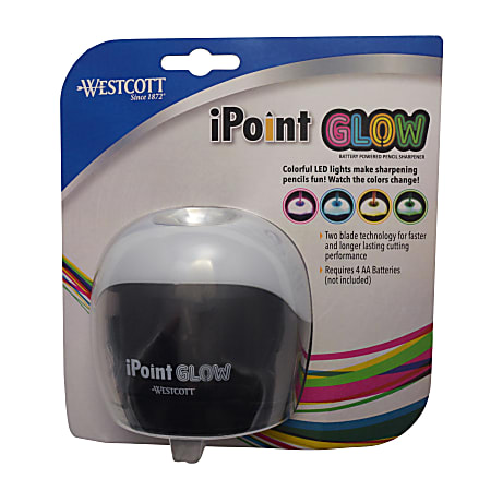 Westcott iPoint Glow Color Changing Pencil Sharpener 6 38 H x 3 38