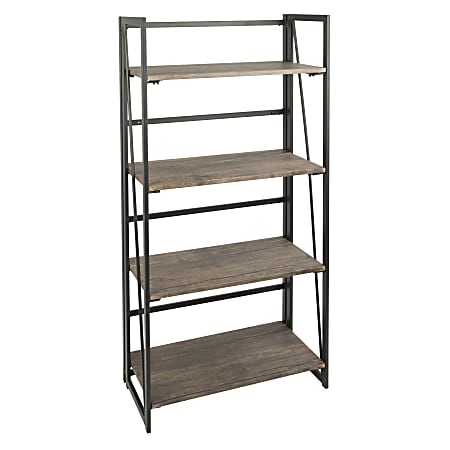 Lumisource Dakota Industrial 4-Shelf Bookcase, Black/Brown