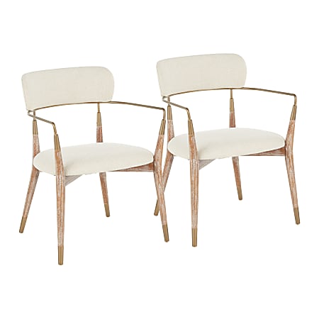 LumiSource Savannah Chairs, Cream/Copper/White Washed, Set Of 2