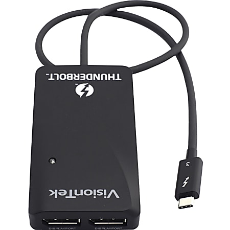 VisionTek Thunderbolt 3 to Dual DisplayPort Active Adapter(M/F) - Thunderbolt 3 to Dual DisplayPort Adapter - TB3 to 2x DP Adapter for Mac Windows UHD 4K (4096x2160) 60 Hz per monitor bus powered