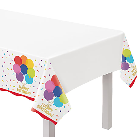Amscan Go Brightly Rainbow Celebration Table Cover, 54" x 108", Multicolor