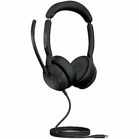 Jabra Evolve2 50 Wired/Wireless Headset, On-Ear, Binaural, Supra-Aural, 5.58' Cable, MEMS Technology, 14652607