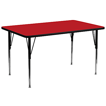 Flash Furniture 30"W Rectangular Height-Adjustable Activity Table, Red