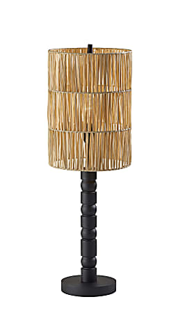 Adesso Norfolk Table Lamp, Black with Woven Paper Raffia